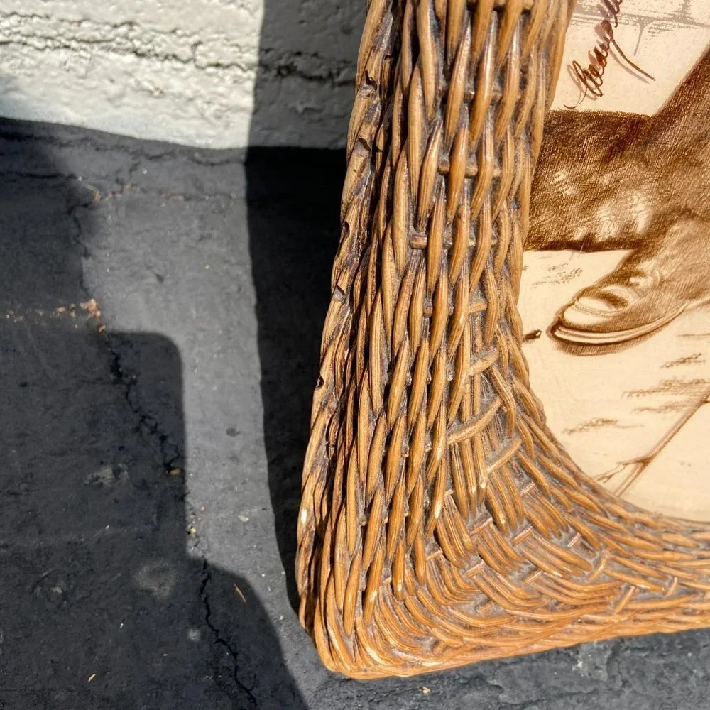 Rare Vintage Art on Glass 1978  Woven Frame 16